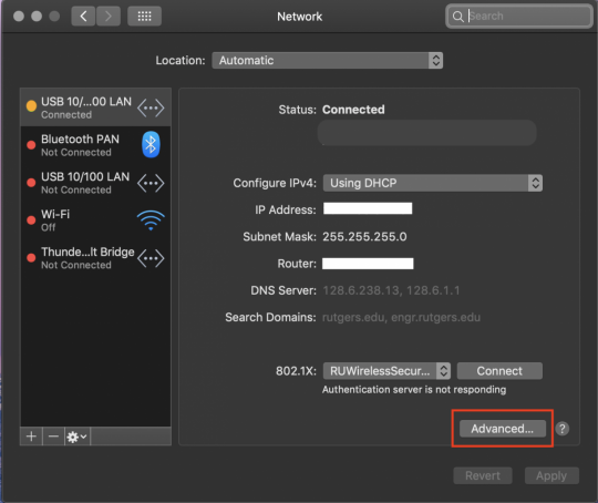 Network adapter settings